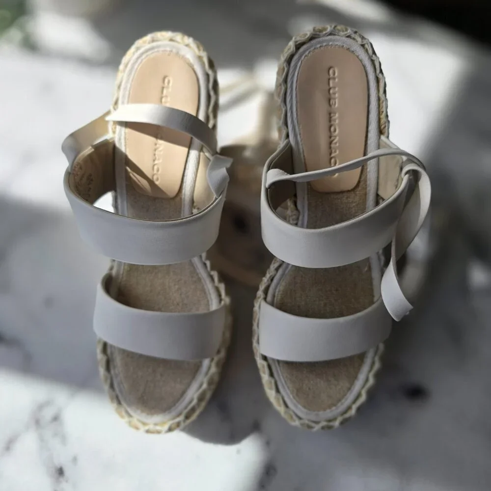 Club Monaco Donyale Wedge Sandals White EU 36.5 / US 6.5 NEW $198